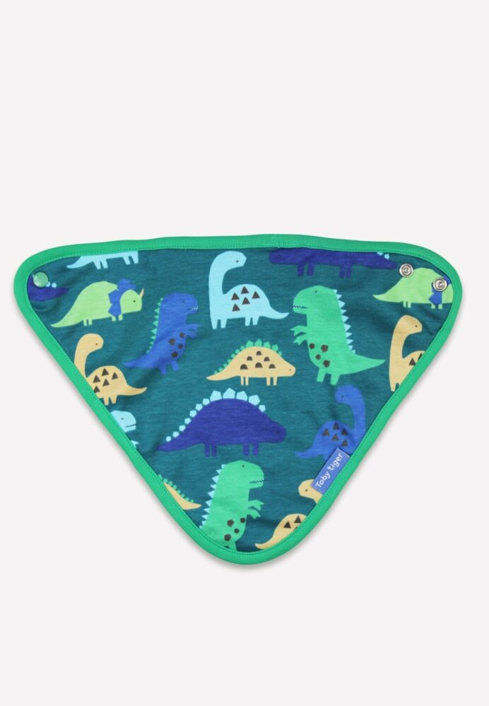 Bavoir à pressions en coton bio motifs « dinosaures »