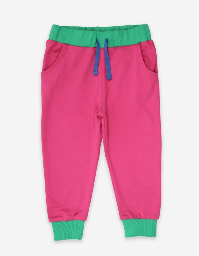 Pantalon jogging en coton biologique rose et vert