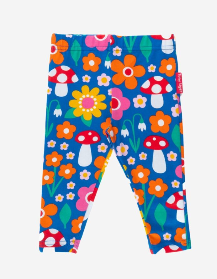 Pantalon leggings en coton biologique motifs « fleurs »