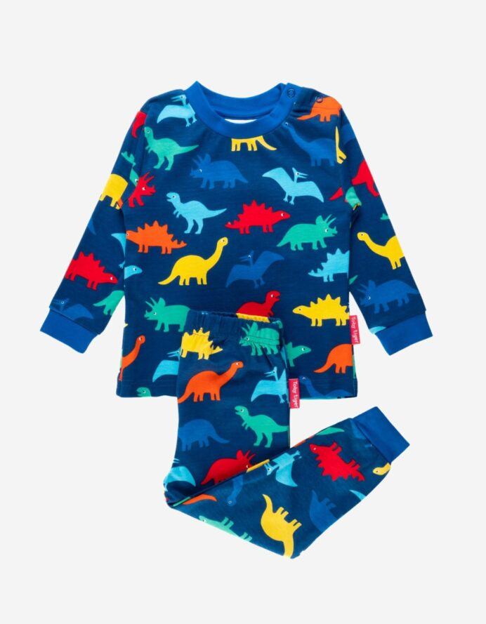 Pyjama deux pièces en coton biologique « dinos arc-en-ciel »