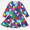 Robe patineuse manches longues en coton biologique motifs « coeurs »