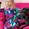 Robe patineuse manches longues en coton biologique motifs « coeurs » – Image 3