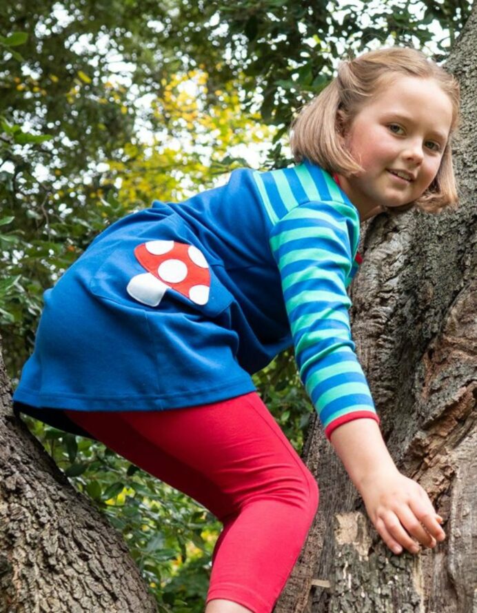 Robe tunique manches longues en coton biologique motifs « champignons »