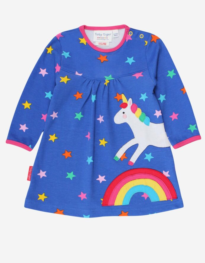 Robe tunique manches longues en coton biologique motifs « licorne »