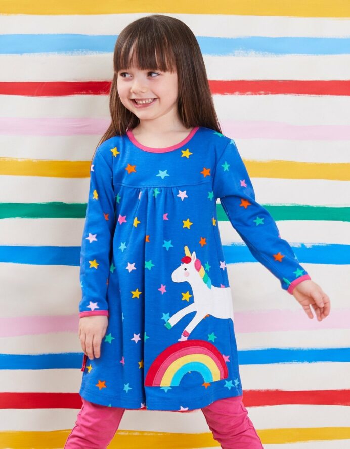 Robe tunique manches longues en coton biologique motifs « licorne » – Image 4