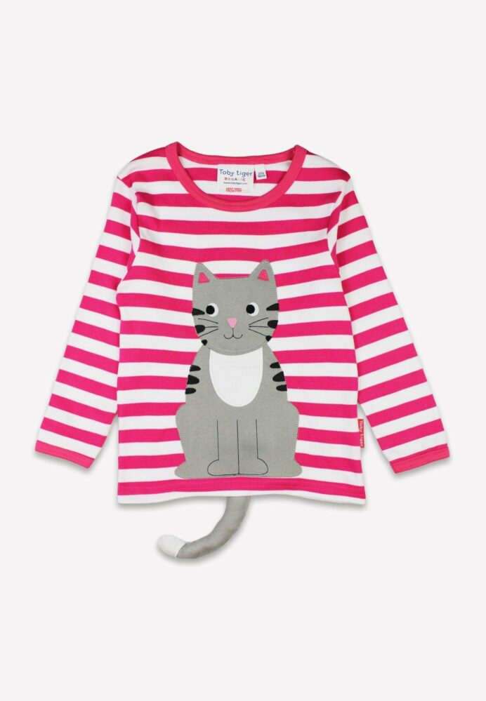 T-shirt manches longues avec volet en coton biologique motifs « chats »