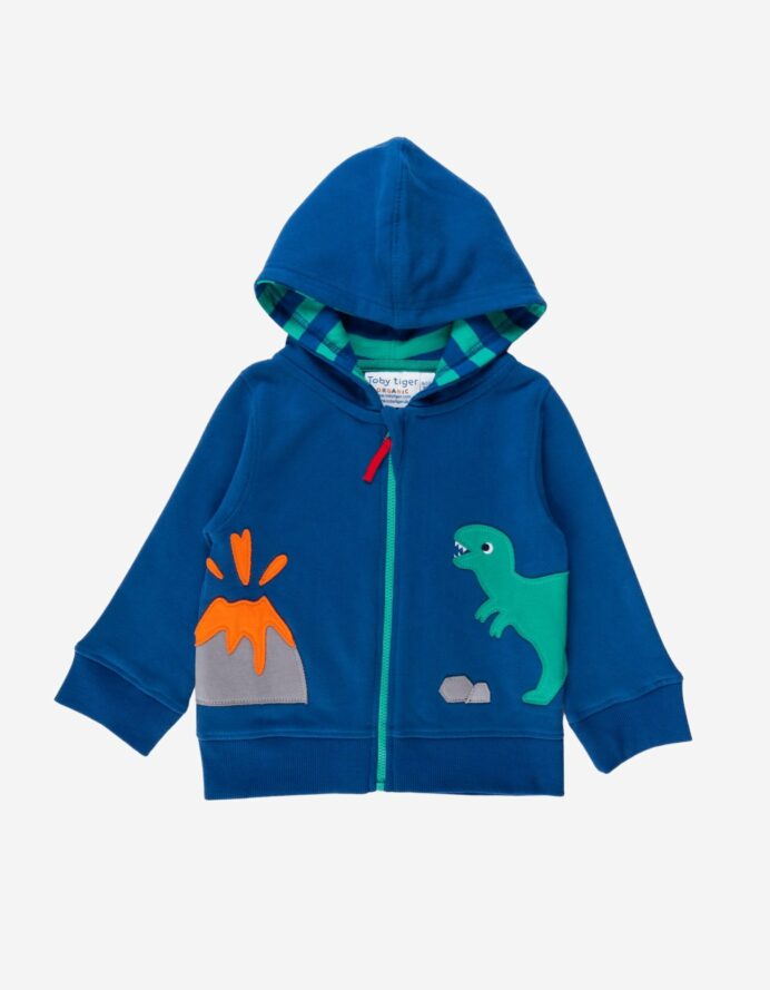 Veste survêtement zippée à capuche en coton biologique motifs « dinosaures »