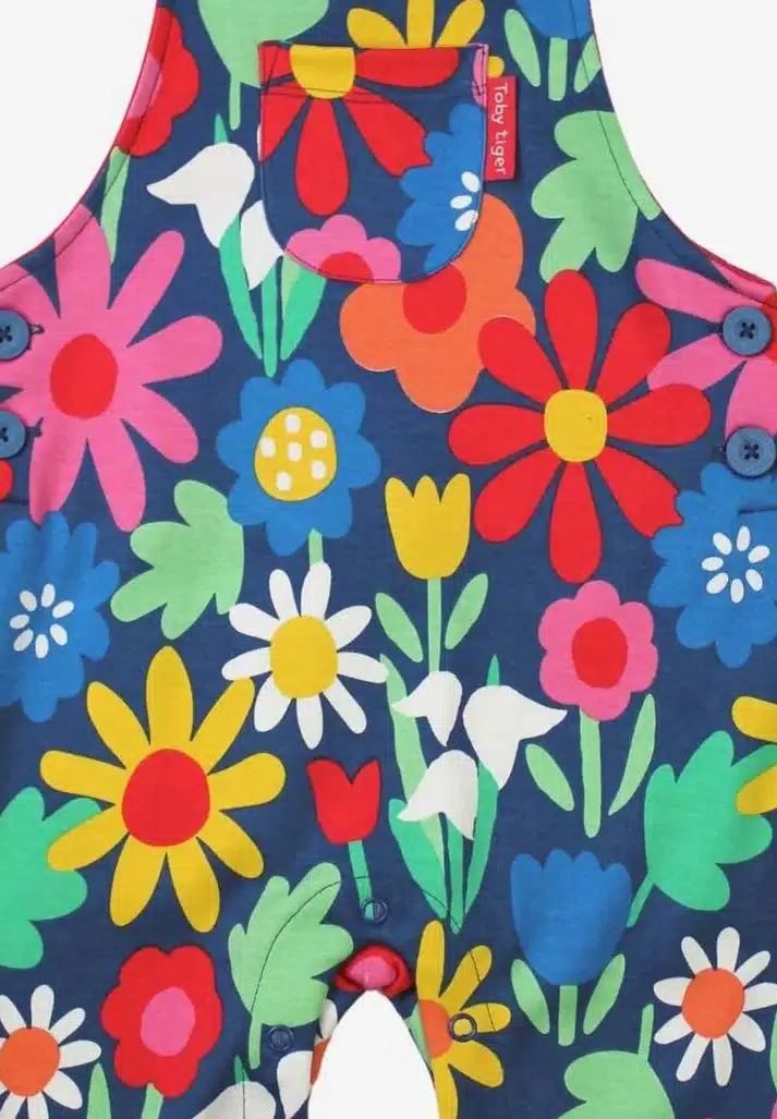 Salopette réglable en coton biologique motif « bouquet de fleurs » – Image 2