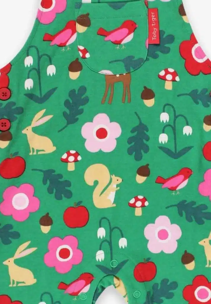 Salopette réglable en coton biologique motif « forêt » – Image 3