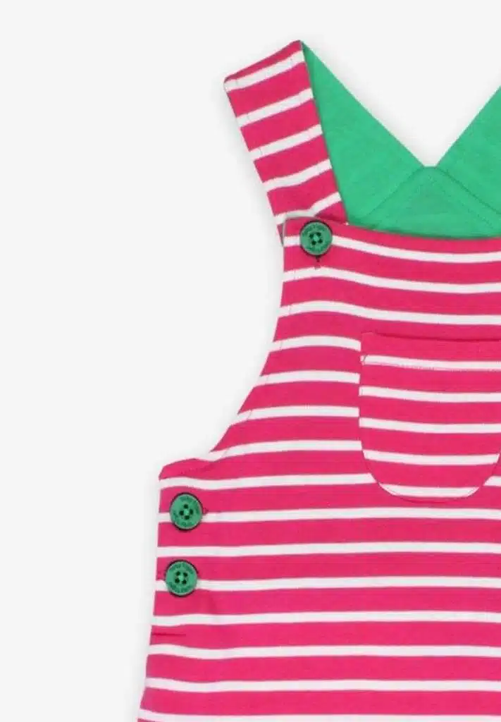 Salopette réglable en coton biologique motif « rayures roses » – Image 5