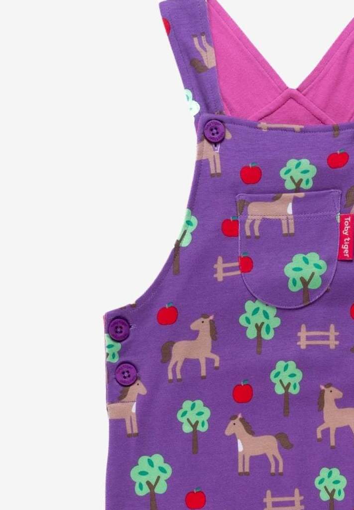 Salopette réglable en coton biologique motif « chevaux » – Image 2