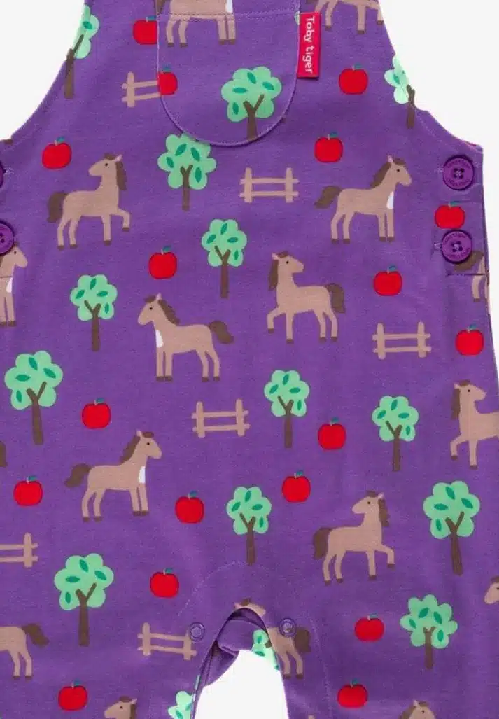 Salopette réglable en coton biologique motif « chevaux » – Image 3