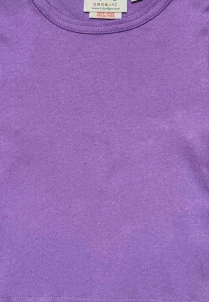 T-shirt manches longues en coton biologique uni violet – Image 2