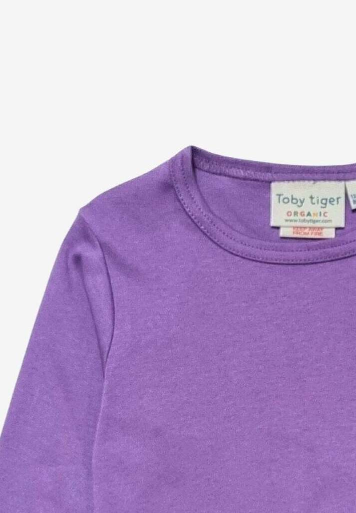 T-shirt manches longues en coton biologique uni violet – Image 3