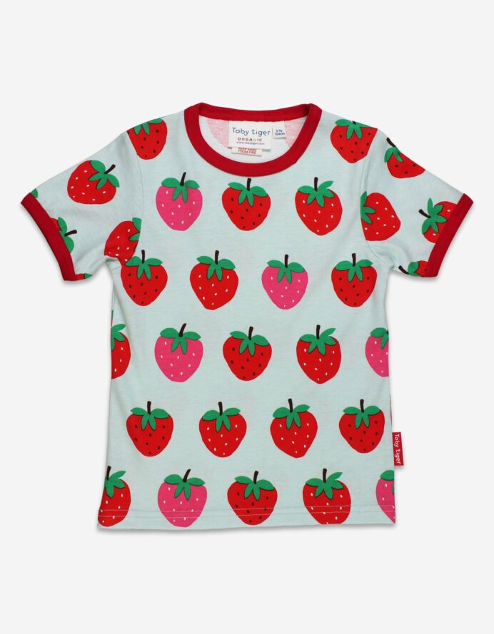 Pyjama deux pièces manches courtes en coton bio motifs « fraises » – Image 2