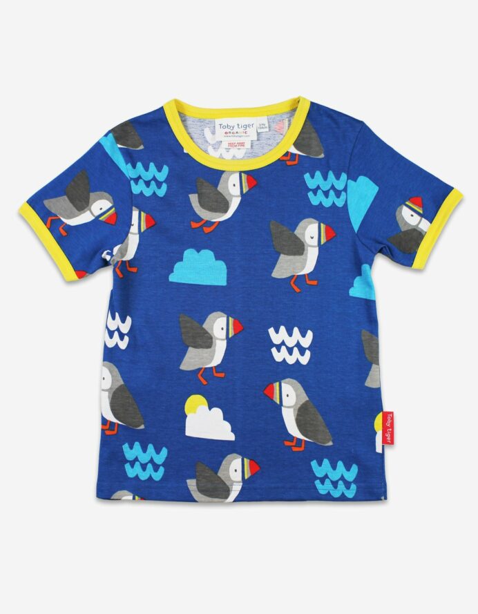 Pyjama deux pièces manches courtes en coton bio motifs « oiseaux macareux » – Image 2