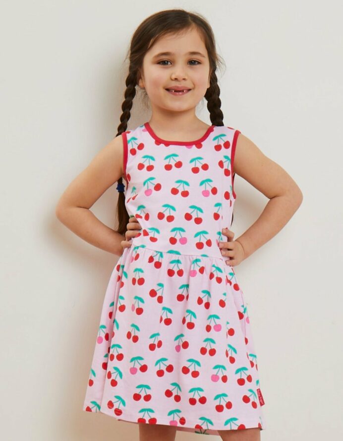 Robe sans manches en coton bio motifs « cerises » – Image 2