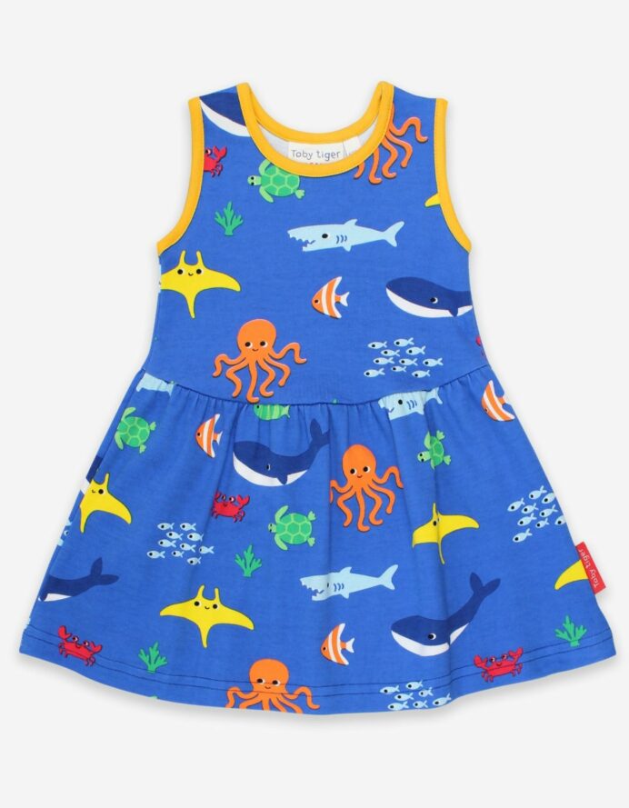 Robe sans manches en coton bio motifs « poulpes »