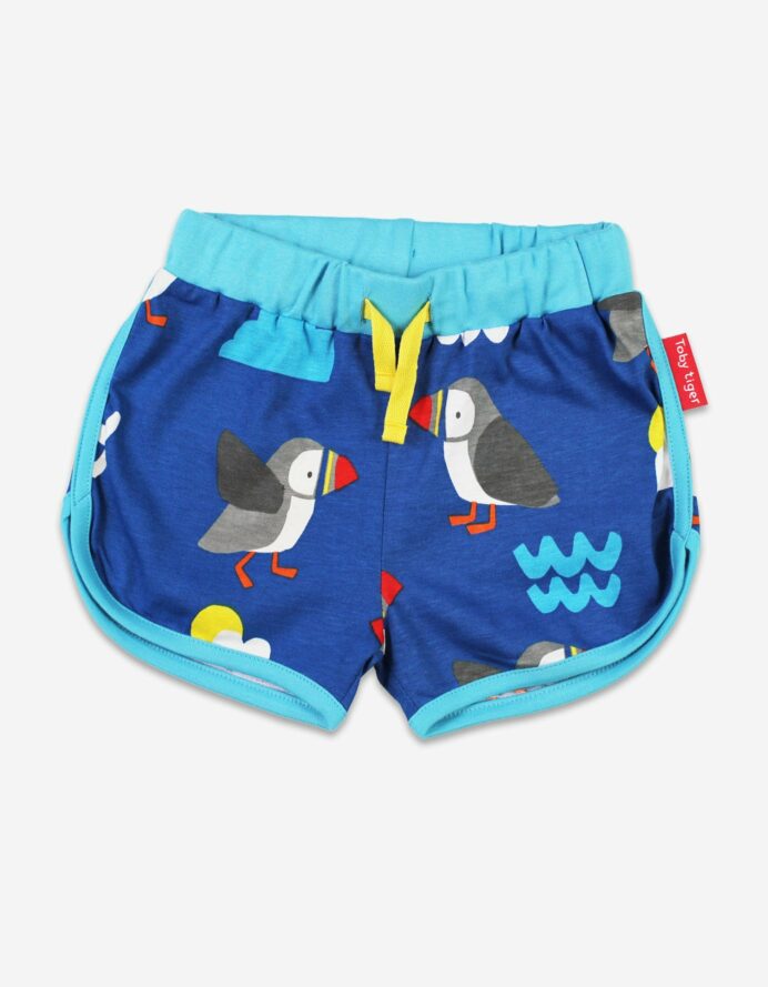 Short court en coton bio motifs « oiseaux macareux »