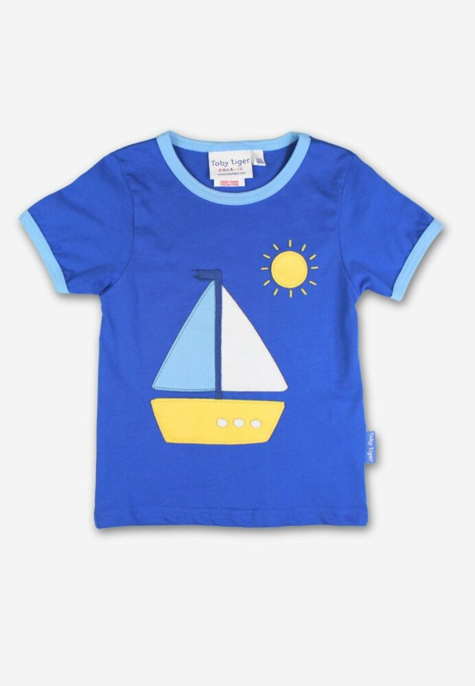 T-shirt manches courtes en coton bio motifs « bateaux »