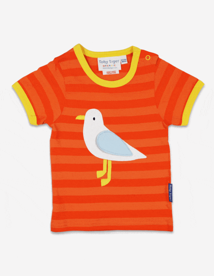 T-shirt manches courtes en coton bio motifs « mouettes »