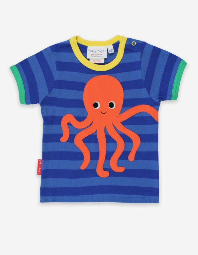 T-shirt manches courtes en coton bio motifs « poulpes »