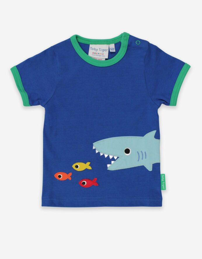 T-shirt manches courtes en coton bio motifs « requin »