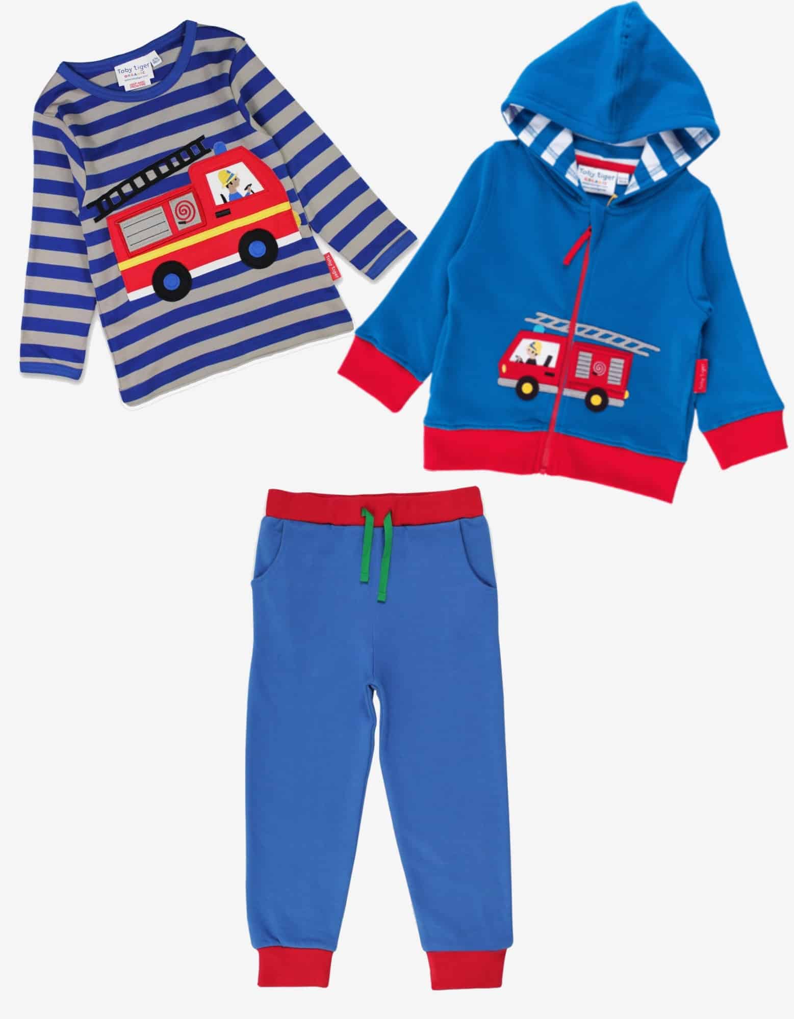 Ensemble 3 pièces en coton biologique motifs "pompiers"